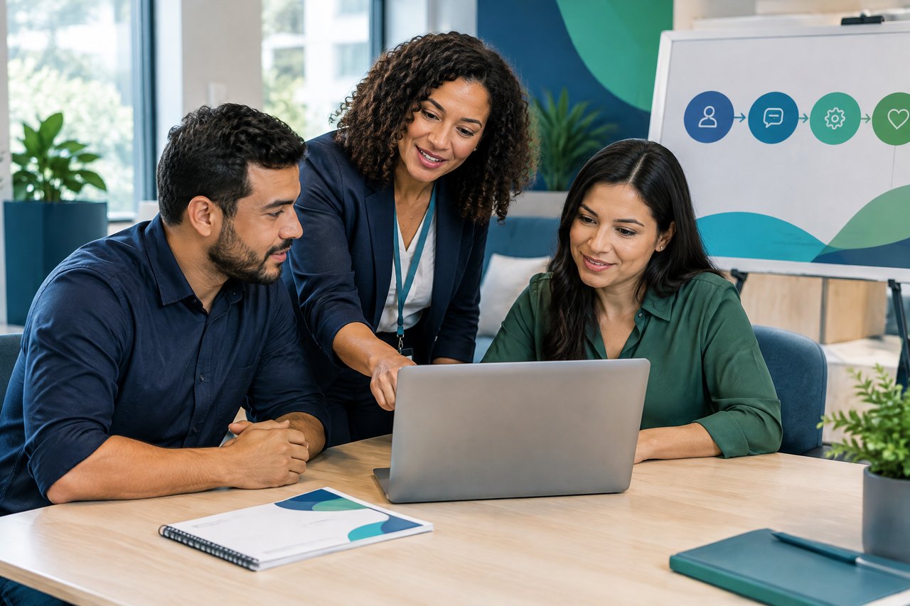 Equipe em atividade de treinamento e suporte operacional